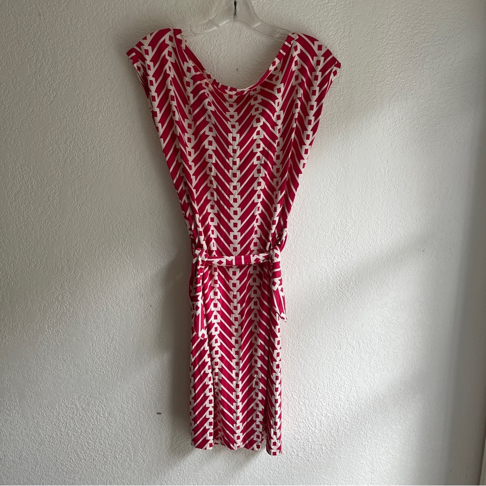 100% Silk Diane Von Furstenberg Retro Pink Red Wrap Dress - Picture 7 of 10